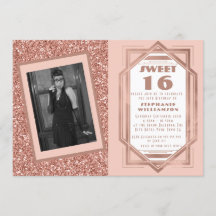 Art Deco Sweet 16 Roze Goud Glitter Gatsby Foto