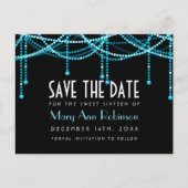 Art Deco Sweet 16 Save the Date String Light Turqu Aankondigingskaart (Voorkant)