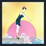 Art Deco Sweet Swimmer Lady Foto Afdruk<br><div class="desc">Cute art deco-zwemmer die op het punt staat in te duiken. Laat de schoenen,  de sokken en het pet niet los.</div>