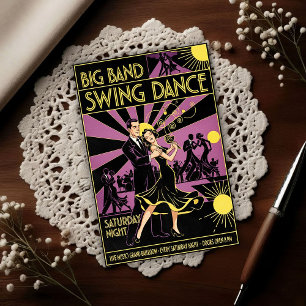 Art Deco-swingdans uit de jaren 40 Briefkaart