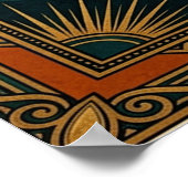 Art Deco Symmetrical Tree of Life Gold Teal Poster (Hoek)