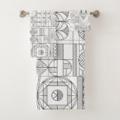 Art Deco Symmetry Line Art Patroon Bad Handdoek (Insitu)