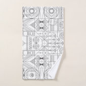 Art Deco Symmetry Line Art Patroon Bad Handdoek (Handdoek)