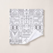 Art Deco Symmetry Line Art Patroon Bad Handdoek (Wasdoekje)