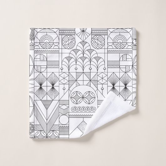 Art Deco Symmetry Line Art Patroon Bad Handdoek (Wasdoekje)
