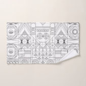 Art Deco Symmetry Line Art Patroon Bad Handdoek (Handdoek)