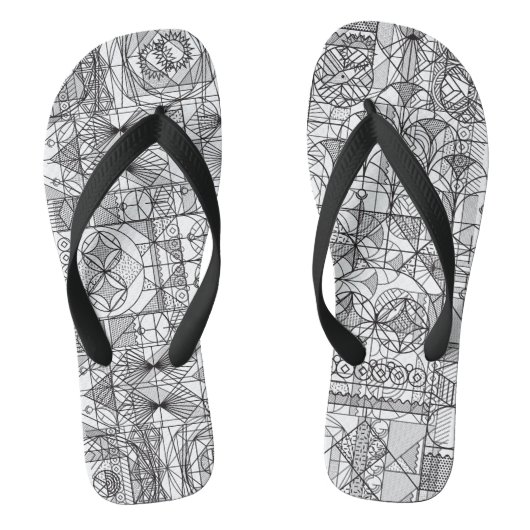 Art Deco Symmetry Line Art Pattern-Teenslippers Teenslippers (Voetbed)