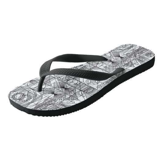 Art Deco Symmetry Line Art Pattern-Teenslippers Teenslippers (Schuin)