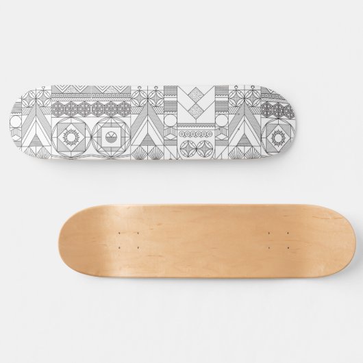 Art Deco Symmetry Line Pattern Skateboard (Horizontaal)