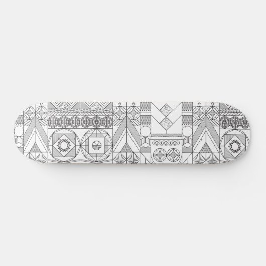 Art Deco Symmetry Line Pattern Skateboard (Horizontaal)
