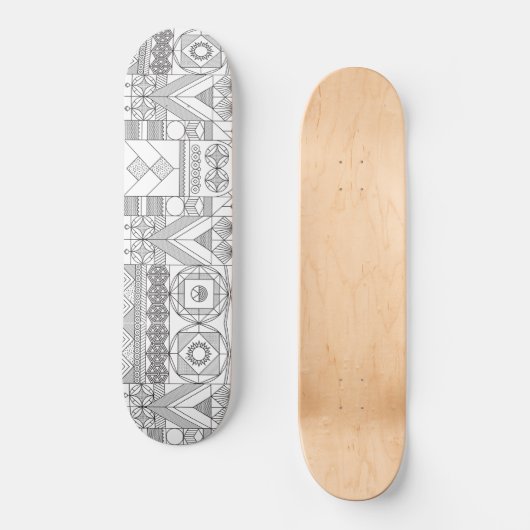 Art Deco Symmetry Line Pattern Skateboard (Voorkant)