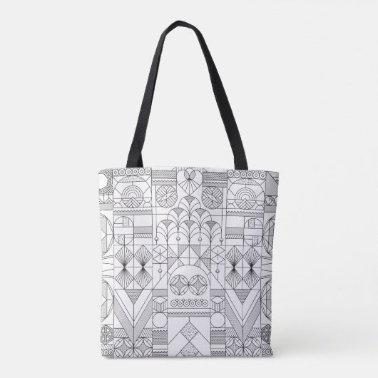 Art Deco Symmetry Lines Canvas tas (Achterkant)