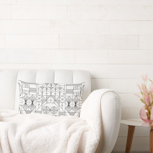 Art Deco Symmetry Lines Sierkussen Kussen (Bank)