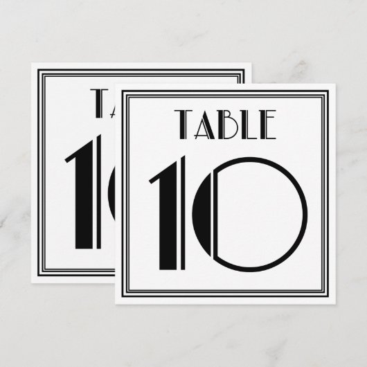 Art Deco-tabel nummer 10 Kaart (Voorkant / Achterkant)