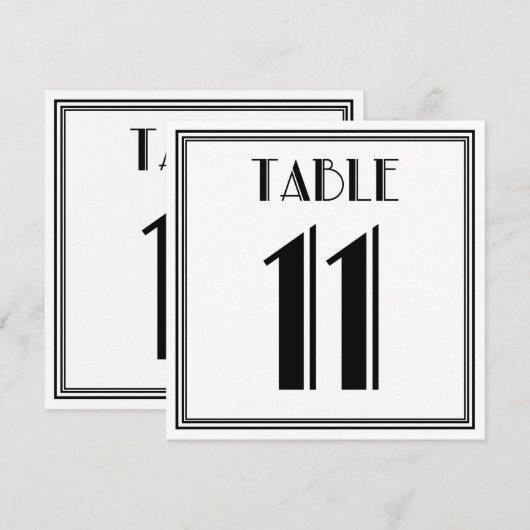 Art Deco-tabel nummer 11 Kaart (Voorkant / Achterkant)