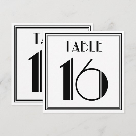 Art Deco-tabel nummer 16 Kaart (Voorkant / Achterkant)