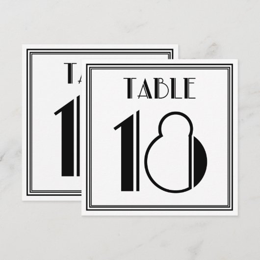 Art Deco-tabel nummer 18 Kaart (Voorkant / Achterkant)