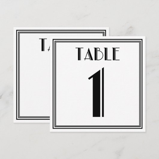 Art Deco-tabel nummer 1 Kaart (Voorkant / Achterkant)