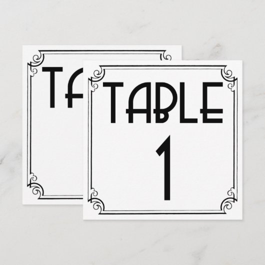 Art Deco-tabel nummer 1 Kaart (Voorkant / Achterkant)