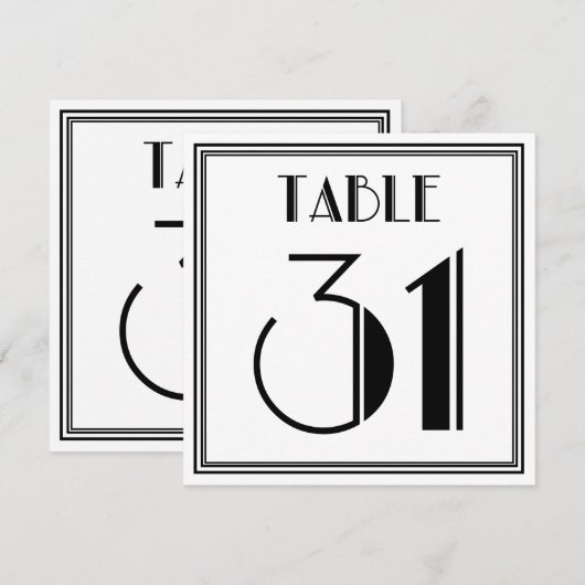 Art Deco-tabel nummer 31 Kaart (Voorkant / Achterkant)