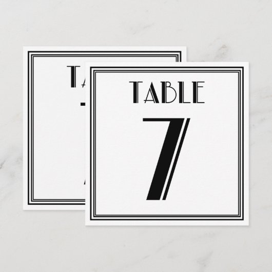 Art Deco-tabel nummer 7 Kaart (Voorkant / Achterkant)