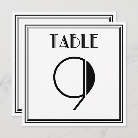 Art Deco-tabel nummer 9 Kaart (Voorkant / Achterkant)