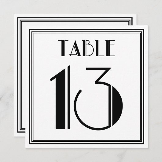 Art Deco Tafel Nummer 13 Kaart (Voorkant / Achterkant)