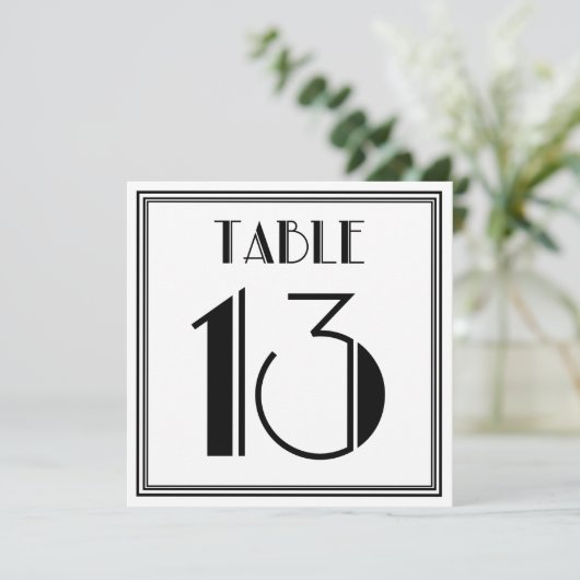 Art Deco Tafel Nummer 13 Kaart (Staand voorkant)
