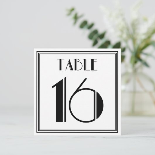 Art Deco Tafel Nummer 16 Kaart (Staand voorkant)