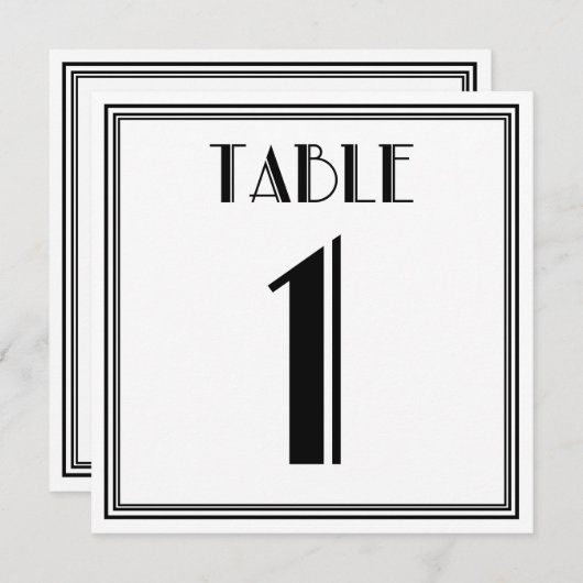 Art Deco Tafel Nummer 1 Kaart (Voorkant / Achterkant)