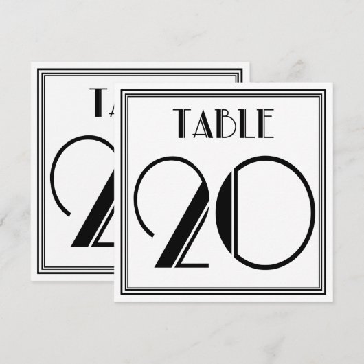 Art Deco Tafel Nummer 20 Kaart (Voorkant / Achterkant)