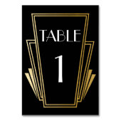 Art Deco Tafel Nummer 20s Goud Zwart Trouwen Kaart (Achterkant)
