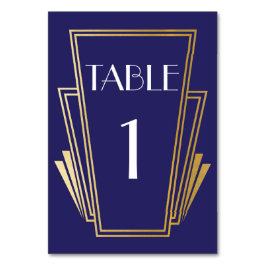 Art Deco Tafel Nummer 20s Gouden Marine Huwelijk Kaart