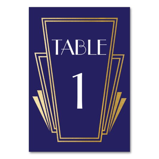 Art Deco Tafel Nummer 20s Gouden Marine Huwelijk Kaart (Achterkant)