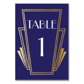 Art Deco Tafel Nummer 20s Gouden Marine Huwelijk Kaart (Voorkant)