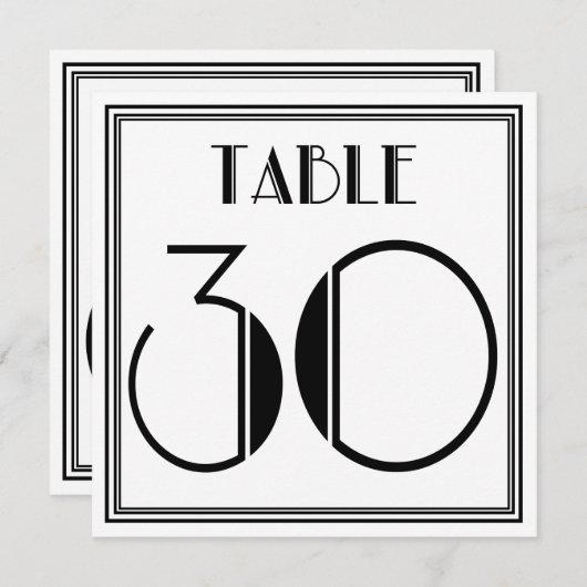 Art Deco Tafel Nummer 30 Kaart (Voorkant / Achterkant)