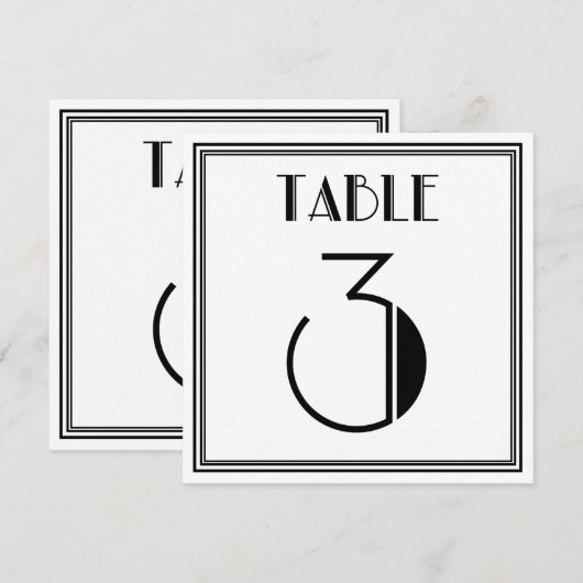 Art Deco Tafel Nummer 3 Kaart (Voorkant / Achterkant)