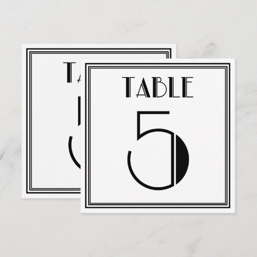 Art Deco Tafel Nummer 5 Kaart (Voorkant / Achterkant)