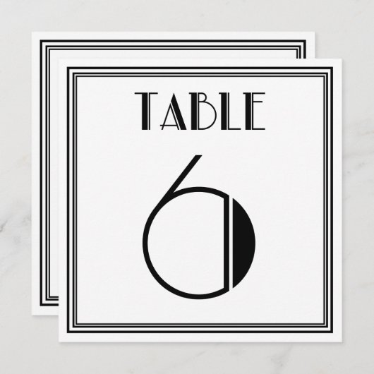 Art Deco Tafel Nummer 6 Kaart (Voorkant / Achterkant)