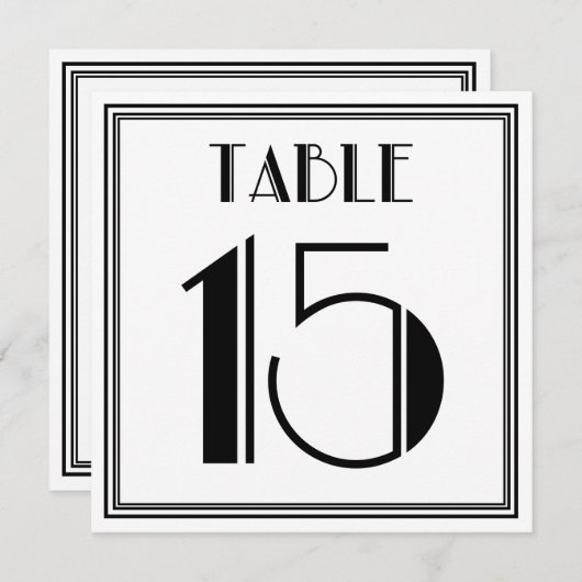 Art Deco Tafelkaart Nummer 15 Kaart (Voorkant / Achterkant)