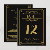 ART Deco Tafelnummer met Menu gouden bruiloft (Voorkant / Achterkant)