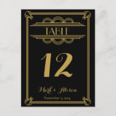 ART Deco Tafelnummer met Menu gouden bruiloft (Voorkant)