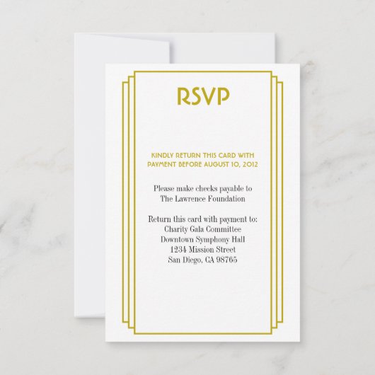 Art Deco tan gestapeld lijst goud RSVP-respons RSVP Kaartje (Achterkant)