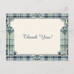 Art Deco Tartan Dank Je Wel Briefkaart