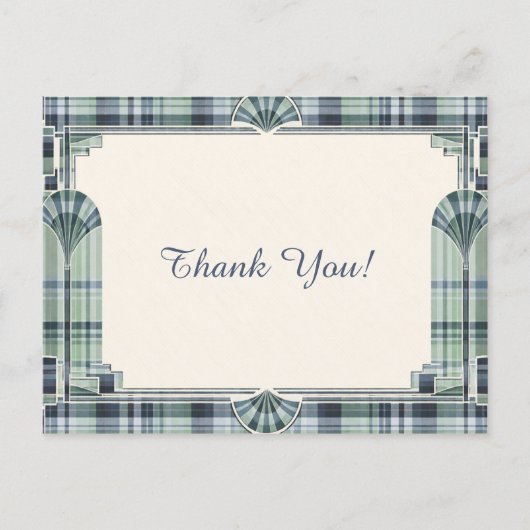 Art Deco Tartan Dank Je Wel Briefkaart (Voorkant)