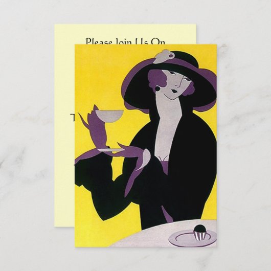  Art Deco Tea Uitnodigingen High Afternoon (Voorkant / Achterkant)