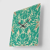 Art Deco Teal Bloemenkunst Wandklok (Hoek)