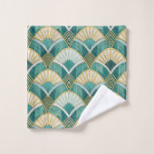 Art Deco Teal Fan Bad Handdoek (Wasdoekje)