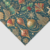 Art Deco Teal Gold Christmas Ornament Illustration Tissuepapier (Detail)