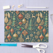 Art Deco Teal Gold Christmas Ornament Illustration Tissuepapier (Craft)
